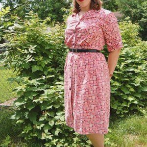 Vintage 1950s Princess Peggy Fabric Shirtdress